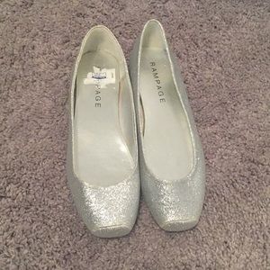New Size 7.5 Silver Glitter Ballet Flats.